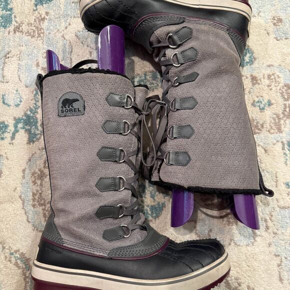Sorel Tivoli Tall Gray Winter Boots Size 8 - Picture 1 of 9